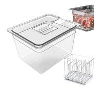 Récipient Sous Vide, 11 L avec Couvercle et Grille GN 1/2, 32,5 x 26,5 x 20 cm Sans BPA Transparent Multifonctionnel Pour Cuisson de Poisson et Viande