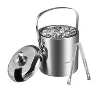 Recipiente de hielo con tapa y pinzas de acero inoxidable Enfriador de hielo, doble pared, cubo de hielo de 1,3 litros Cubos de hielo para el almacenamiento de hielo