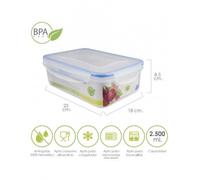 Recipiente Hermetico Plastico Rectangular 2.500 ml. 25x18x8.5 (Alt.) cm.