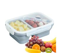 Récipients à déjeuner pour adultes - Bol en silicone pliable anti-fuite à 2 compartiments | Stockage alimentaire 1100 ml avec couvercle et ustensile | Bureau de travail de coffre-fort de congélateur d