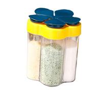 Récipients à épices 5 en 1, shaker d'assaisonnement de camping transparent portable, pots de voyage, kit d'assaisonnement en plastique avec couvercle pour camping, camping-car, (Bleue)