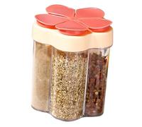 Récipients à épices 5 en 1, shaker d'assaisonnement de camping transparent portable, pots de voyage, kit d'assaisonnement en plastique avec couvercle pour camping, camping-car, (Rouge)