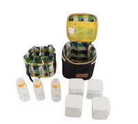 Récipients à épices de Camping Coffret d'assaisonnement Kit d'épices de Voyage Portable avec Couvercle Rotatif Sac de Rangement pour Barbecue en Plein air Pique-Nique Tissu Oxford (Noire)