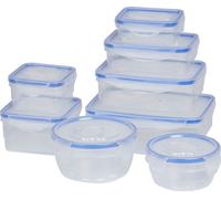 Récipients alimentaires set de 16 pièces - transparent - plastique - système à clic - convient au congélateur, au micro-ondes et au lave-vaisselle