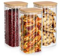 Récipients de conservation - Lot de 3 - 1,6 litre - Verre avec couvercles en bois