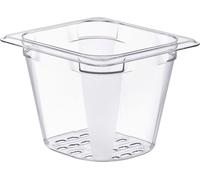 Récipients GN 1/6 ARAVEN, polycarbonate, profondeur : 130 mm, contenance : 1,9 L, perforés