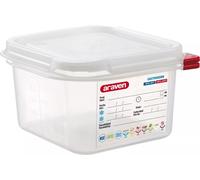 Récipients GN ARAVEN avec couvercle 1/6, PP, profondeur : 100 mm, contenance : 1,4 L, hermétiques