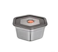 Récipients hexagonaux en acier inoxydable conçus pour une fermeture hermétique et une gestion efficace de l'espace de cuisine (2500 ml)