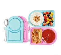 Récipients pliables en silicone pour économiser de l'espace avec couvercles sécurisés résistants aux fuites pour le rangement des collations, passent au lave-vaisselle (bleu + rose)