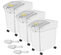 Récipients pour farine et riz - capacité 15kg - set de 3 boîtes de rangement - boîtes de cuisine - 25x35,5x43cm - boîtes à provisions blanches - conservation des céréales et des produits secs
