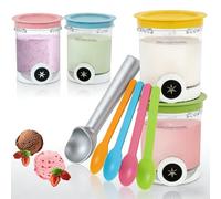 récipients pour pintes Ninja Creami Swirl et couvercle - Compatible avec NC700 NC701 Série Ninja Creami Swirl Pintes - Sans BPA et passe au lave-vaisselle (4Pcs-A avec 5 cuillère)