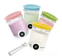 récipients pour pintes Ninja Creami Swirl et couvercle - Compatible avec NC700 NC701 Série Ninja Creami Swirl Pintes - Sans BPA et passe au lave-vaisselle (4Pcs-A avec cuillère)