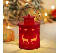 Recitem Lanterne de Noël avec bâton de neige - Lanterne de Noël LED - Décoration de Noël lumineuse pour salon, l'Avent et Noël (rouge)