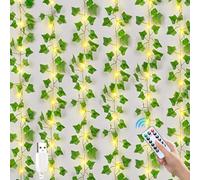 Recitem Lot de 10 guirlandes lumineuses de lierre artificiel avec 100 LED, rideau LED pour mariage, bureau, jardin, fête, décoration murale (lierre)