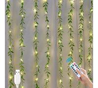 Recitem Lot de 10 guirlandes lumineuses de lierre artificiel avec 100 LED, rideau LED pour mariage, bureau, jardin, fête, décoration murale (feuilles de saule)