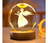 Recitem Veilleuse en boule de cristal 3D avec socle LED - Veilleuse pour décoration de la maison - Cadeau romantique pour petite amie, épouse, mère, anniversaire, Thanksgiving, anniversaire de mariage