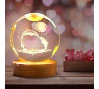 Recitem Veilleuse en boule de cristal 3D avec socle LED - Veilleuse pour décoration de la maison - Cadeau romantique pour petite amie, épouse, mère, anniversaire, Thanksgiving, anniversaire de mariage