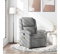 Recliner Massage Chair with 6 Vibration Points, Manual Recline to 135°, Grey Fabric Lounge Chair for Living Room & Bedroom, Comfortable PP Cotton Filled Seat with Side Pocket, Supports 110kg