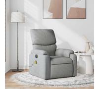 Recliner Massage Chair with Vibration, 6-Point Massage & USB Power, Manual Recline to 135°, Grey Fabric Lounge Chair for Living Room and Bedroom, Comfortable Home Office Seat with Side Pocket