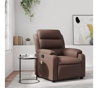 Recliner Massage Chair with Vibration, Manual Recline to 135 Degrees, Brown Faux Leather Living Room Chair for Relaxation, 6 Point Massage, USB Powered, Max Load 110kg, Comfortable Home Office Seat