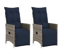 Vidaxl Lot De 2 Chaises De Jardin Inclinables Avec Coussins En Résine Tressée Grise