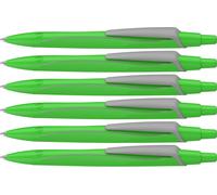Reco Neon Edition Lot De 6 Stylos À Bille (En Plastique Recyclé, Récompensé Par L'ange Bleu, Couleur De L'encre : Bleu) Vert Fluo