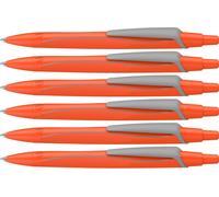 Reco Neon Edition Lot De 6 Stylos À Bille (En Plastique Recyclé, Récompensé Par L'ange Bleu, Couleur De L'encre : Bleu) Orange Fluo