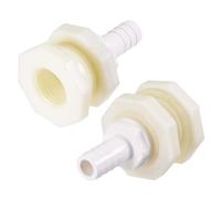 Recogwood Lot de 2 adaptateurs de raccord de cloison, connecteur de réservoir d'eau de 12 mm, cannelé x G1/2 femelle ABS pour aquariums, réservoirs, piscines, baignoires, blanc