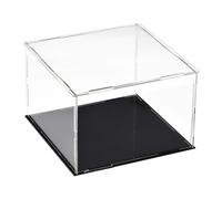 Recogwood Vitrine D'Exposition en Acrylique Clair 20 x 20 x 15cm - Boîte De Présentation À Monter avec Socle Noir - Protection Anti-Poussière pour Figurines, Jouets Et Rangement Domicile