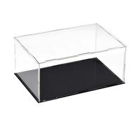Recogwood Vitrine D'Exposition en Acrylique Clair 25 x 15 x 10cm - Boîte De Présentation À Monter avec Socle Noir - Protection Anti-Poussière pour Figurines, Jouets Et Rangement Domicile