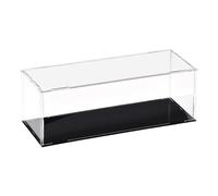 Recogwood Vitrine D'Exposition en Acrylique Clair 30 x 10 x 10cm - Boîte De Présentation À Monter avec Socle Noir - Protection Anti-Poussière pour Figurines, Jouets Et Rangement Domicile
