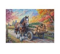 Récolte d'automne avec Un Cheval de Trait Puzzles 300 Pièces pour Adultes Educa Qualité Supérieure Challenge Difficile Détente Créative Décoration Salon 300 PCS