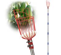 Récolteuse de fruits extensible avec sac et longue poignée, réglable pour récolter des fruits des arbres, 89,9 à 165,7 cm, utilisation en plein air, jardin, couleur orange