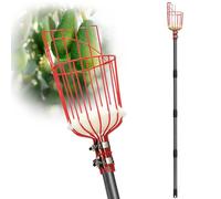 Récolteuse de fruits extensible avec sac et longue poignée, réglable pour récolter des fruits des arbres, 89 à 381 cm, utilisation en plein air, jardin, couleur orange
