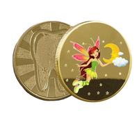 Récompense de dents COIN commémoratif - Couleur hydraulique Impression de dent fleurr Fée commémorative Coin | Smoot Gold Tooth Fairy Coinn | Fée de fleurs de dent robuste pour dent perdue, collection