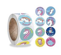 Récompenses Autocollants, Autocollants Fille Licorne 500 Pièces Sticker de Licorne Étiquette Adhésives Rouleau pour Enfants Cadeau Anniversaire décoration et Bricolage