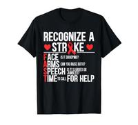 Reconnaître Une Crise cérébrale de Sensibilisation à Un AVC Je Porte du Rouge T-Shirt Graphique avec Valeur, Homme, Noir, XL