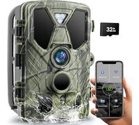 RecorCam Caméra de Chasse WiFi Bluetooth App, 36MP 4K Camera Chasse avec Vision Nocturne Infrarouge, Vitesse de Déclenchement 0.2s, IP66 Étanche Piege Photographique, Carte Mémoire 32GB (WiFi812Pro)