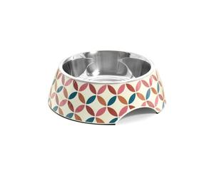 Record - Bol pour Chiens et Chats Origami - Acier Inoxydable et mélamine - Équipé de caoutchoucs antidérapants - Dimensions : Ø 22 cm - Capacité 700 ML - Fantaisie géométrique Arrondie sur Fond Blanc