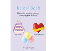 Record Book: A book to remember birthdays, anniversary, special days or events of your family and friends.