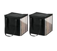 Record Box Black 110 - Mallette de Rangement en Vinyle Aspect, Station Vinyle avancée avec Une Mise en Page en Deux Parties, empilable avec d'autres Record Boxes, Noir