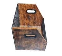Record Box - Porte-disque pour rangement de disques, caisse de rangement de bureau, organisateur de musique, porte-album portable, étui en bois empilable | Organisateur de stockage de disques rétro