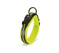 Record - Collier Chien Andes - Fabriqué en Nylon résistant - Détails réfléchissants - Clip de Fermeture en Plastique - Couleur Jaune - Taille M - 2 cm - Circonférence 40-45 cm