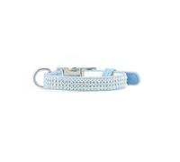 Record - Collier pour Chien et Chat Paris - en Simili Cuir Souple - Finition Strass - Taille XXS - 1,5 cm - Circonférence 22-30 cm - Couleur Bleu Clair