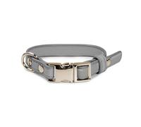 Record - Collier pour Chien London - en Simili Cuir - avec Boucle et Anneau d'attache en métal - Taille XS - 1,5 cm - Circonférence 28-38 cm - Couleur Gris