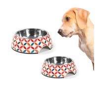Record - Gamelle Origami pour Chien et Chat - Acier Inoxydable et mélamine - Munie d'œillets antidérapants - Taille Ø 17,5 cm - Capacité 350 ML - Motif géométrique Arrondi sur Fond Blanc