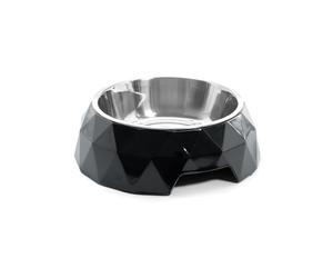 Record - Gamelle pour Chien Diamond Amovible en Acier Inoxydable et Mélamine. Bol doté de Pads en Gomme antidérapante. Passe au Lave-Vaisselle. Large - Ø 22,5 cm, capacité 700 ML, Noir