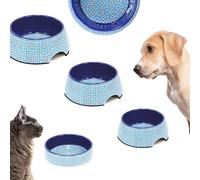 Record - Gamelle pour Chien Mirage - en mélamine - Équipée de tampons en Caoutchouc antidérapants - Dimensions : Ø 14 cm - Capacité 160 ML - Motif géométrique dans Les Tons Bleu et Bleu Clair