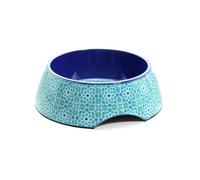 Record - Gamelle pour Chien Mirage - en mélamine - Munie de Pieds en Caoutchouc antidérapants - Dimensions : Ø 17,5 cm - Capacité : 350 ML - Motif géométrique dans Les Tons Bleu et Bleu Clair