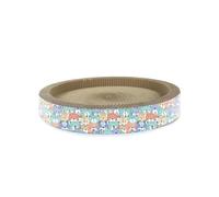 Record - Griffoir Rond en Carton avec Catnip - Dimensions : Ø 40 x 6h cm - Forme cylindrique - Jouet pour Chat et Niche Confortable - Couleur Havane avec Fantaisie